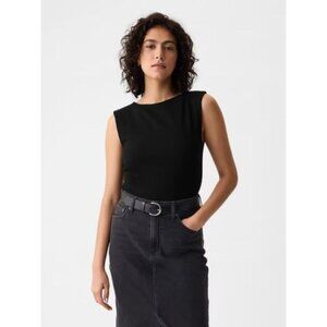 NWT Gap Modern Boatneck Tank, black, large
